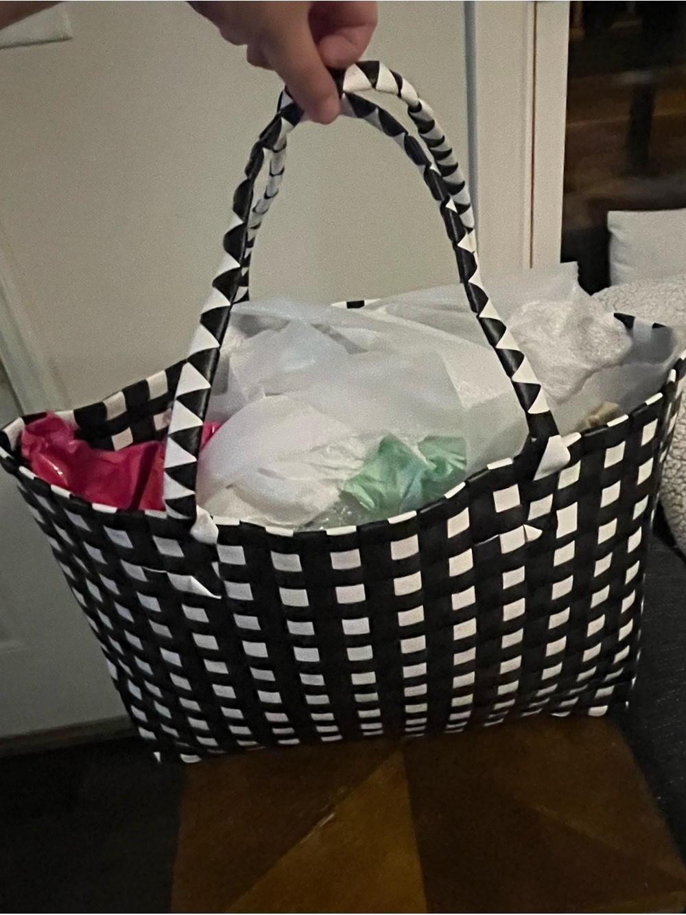kate spade Black and White Woven Check Tote - Picture 3 of 7